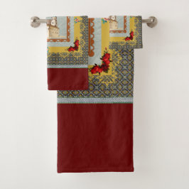 コラージュヴィンテージレトロとレースと花 バスタオルセット