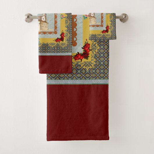 コラージュヴィンテージレトロとレースと花 バスタオルセット (インサイチュ)