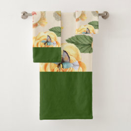 コラージュヴィンテージレトロとレースと花 バスタオルセット