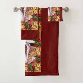 コラージュヴィンテージレトロとレースと花 バスタオルセット