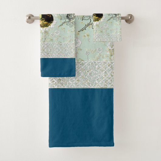 コラージュヴィンテージレトロとレースと花 バスタオルセット (インサイチュ)