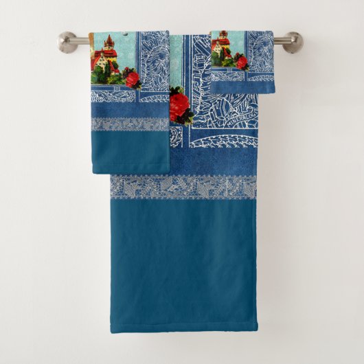 コラージュヴィンテージレトロとレースと花 バスタオルセット (インサイチュ)