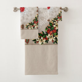 コラージュヴィンテージレトロとレースと花 バスタオルセット