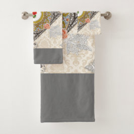 コラージュヴィンテージレトロとレースと花 バスタオルセット