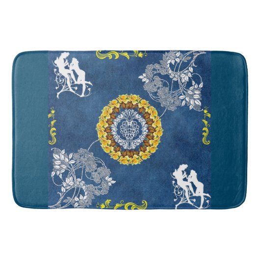 コラージュヴィンテージレトロとレースと花 バスマット (正面)