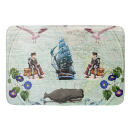 コラージュヴィンテージレトロとレースと花 バスマット