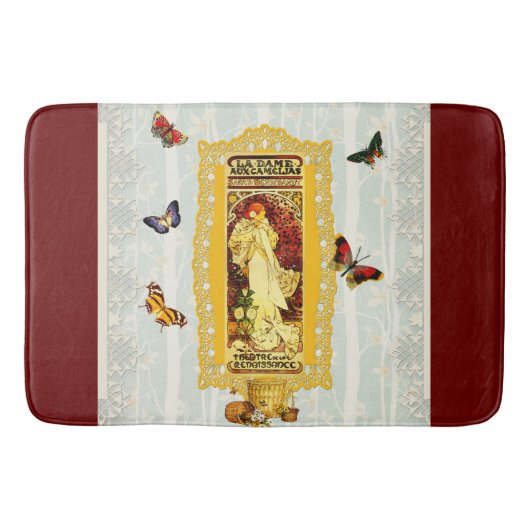 コラージュヴィンテージレトロとレースと花 バスマット (正面)