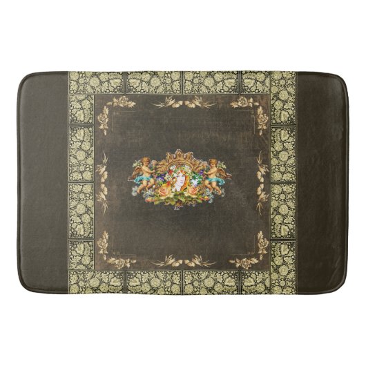 コラージュヴィンテージレトロとレースと花 バスマット (正面)