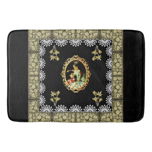 コラージュヴィンテージレトロとレースと花 バスマット (正面)