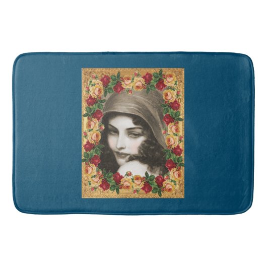 コラージュヴィンテージレトロとレースと花 バスマット (正面)