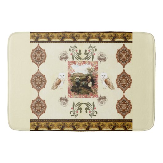 コラージュヴィンテージレトロとレースと花 バスマット (正面)