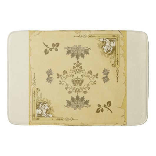 コラージュヴィンテージレトロとレースと花 バスマット (正面)