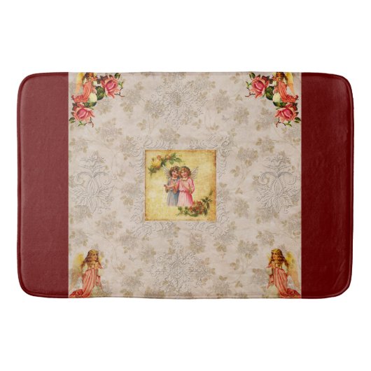 コラージュヴィンテージレトロとレースと花 バスマット (正面)