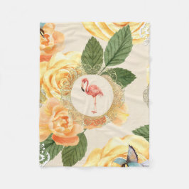 コラージュヴィンテージレトロとレースと花 フリースブランケット