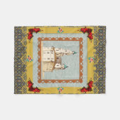 コラージュヴィンテージレトロとレースと花 フリースブランケット (正面(横))