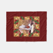 コラージュヴィンテージレトロとレースと花 フリースブランケット (正面(横))