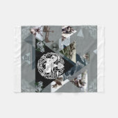 コラージュヴィンテージレトロとレースと花 フリースブランケット (正面(横))