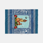 コラージュヴィンテージレトロとレースと花 フリースブランケット (正面(横))