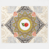 コラージュヴィンテージレトロとレースと花 フリースブランケット (正面(横))