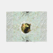 コラージュヴィンテージレトロとレースと花 フリースブランケット (正面(横))