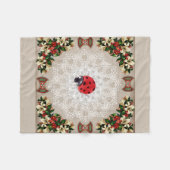 コラージュヴィンテージレトロとレースと花 フリースブランケット (正面(横))