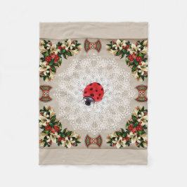 コラージュヴィンテージレトロとレースと花 フリースブランケット