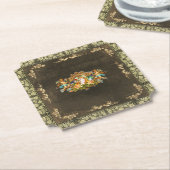 コラージュヴィンテージレトロとレースと花 ペーパーコースター (アングル)