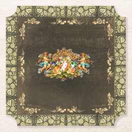 コラージュヴィンテージレトロとレースと花 ペーパーコースター