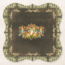 コラージュヴィンテージレトロとレースと花 ペーパーコースター