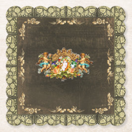 コラージュヴィンテージレトロとレースと花 ペーパーコースター