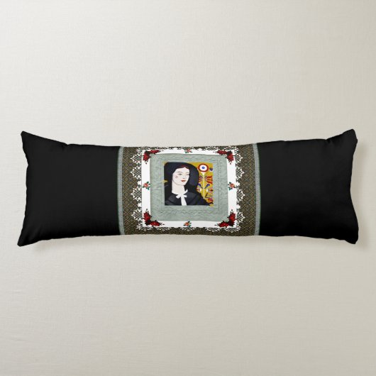 コラージュヴィンテージレトロとレースと花 ボディピロー (正面)