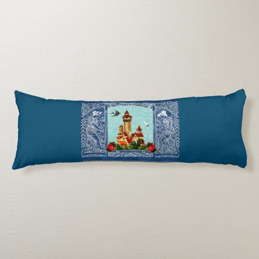 コラージュヴィンテージレトロとレースと花 ボディピロー (正面)