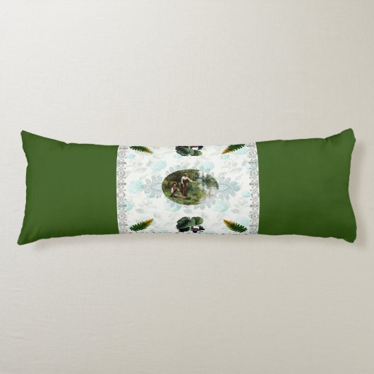 コラージュヴィンテージレトロとレースと花 ボディピロー (正面)