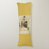 コラージュヴィンテージレトロとレースと花 ボディピロー (正面縦)