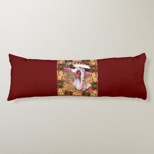 コラージュヴィンテージレトロとレースと花 ボディピロー (正面)