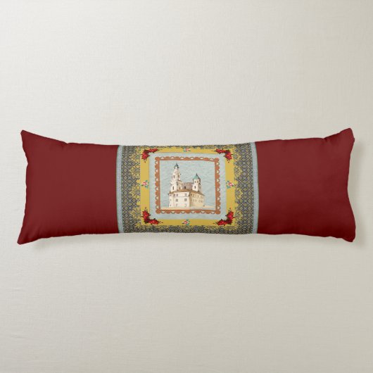 コラージュヴィンテージレトロとレースと花 ボディピロー (正面)