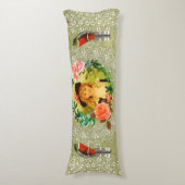 コラージュヴィンテージレトロとレースと花 ボディピロー (正面縦)