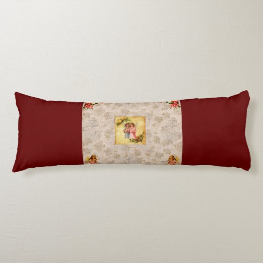 コラージュヴィンテージレトロとレースと花 ボディピロー (正面)