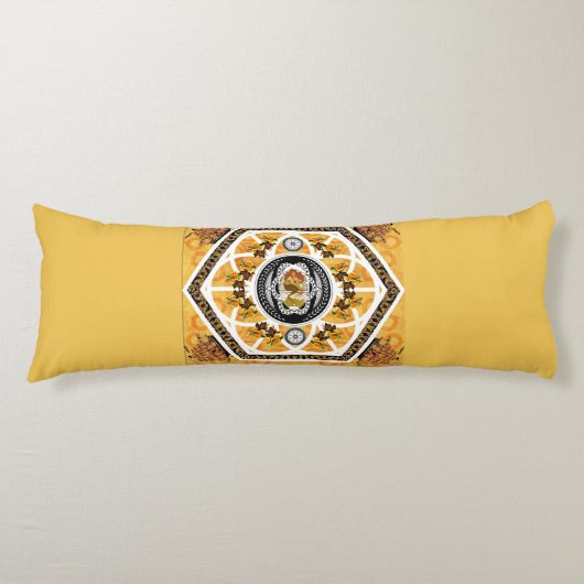 コラージュヴィンテージレトロとレースと花 ボディピロー (正面)