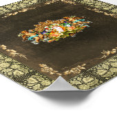 コラージュヴィンテージレトロとレースと花 ポスター (角)