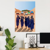 コラージュヴィンテージレトロとレースと花 ポスター (ホームオフィス)