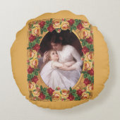 コラージュヴィンテージレトロとレースと花 ラウンドクッション (裏面)