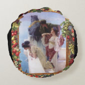 コラージュヴィンテージレトロとレースと花 ラウンドクッション (裏面)