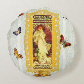 コラージュヴィンテージレトロとレースと花 ラウンドクッション (裏面)