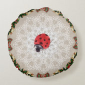 コラージュヴィンテージレトロとレースと花 ラウンドクッション (裏面)