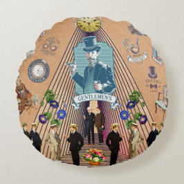 コラージュヴィンテージレトロとレースと花 ラウンドクッション