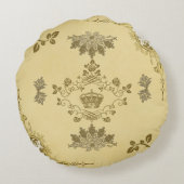 コラージュヴィンテージレトロとレースと花 ラウンドクッション (裏面)