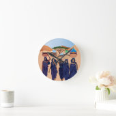 コラージュヴィンテージレトロとレースと花 ラウンド壁時計 (ホーム)