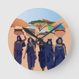 コラージュヴィンテージレトロとレースと花 ラウンド壁時計