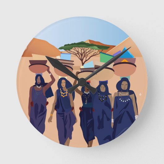 コラージュヴィンテージレトロとレースと花 ラウンド壁時計 (正面)